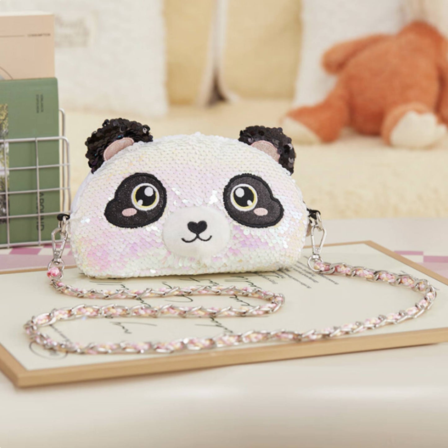 ✨ Shiny Panda Convertible Backpack – Sparkle with Every Step