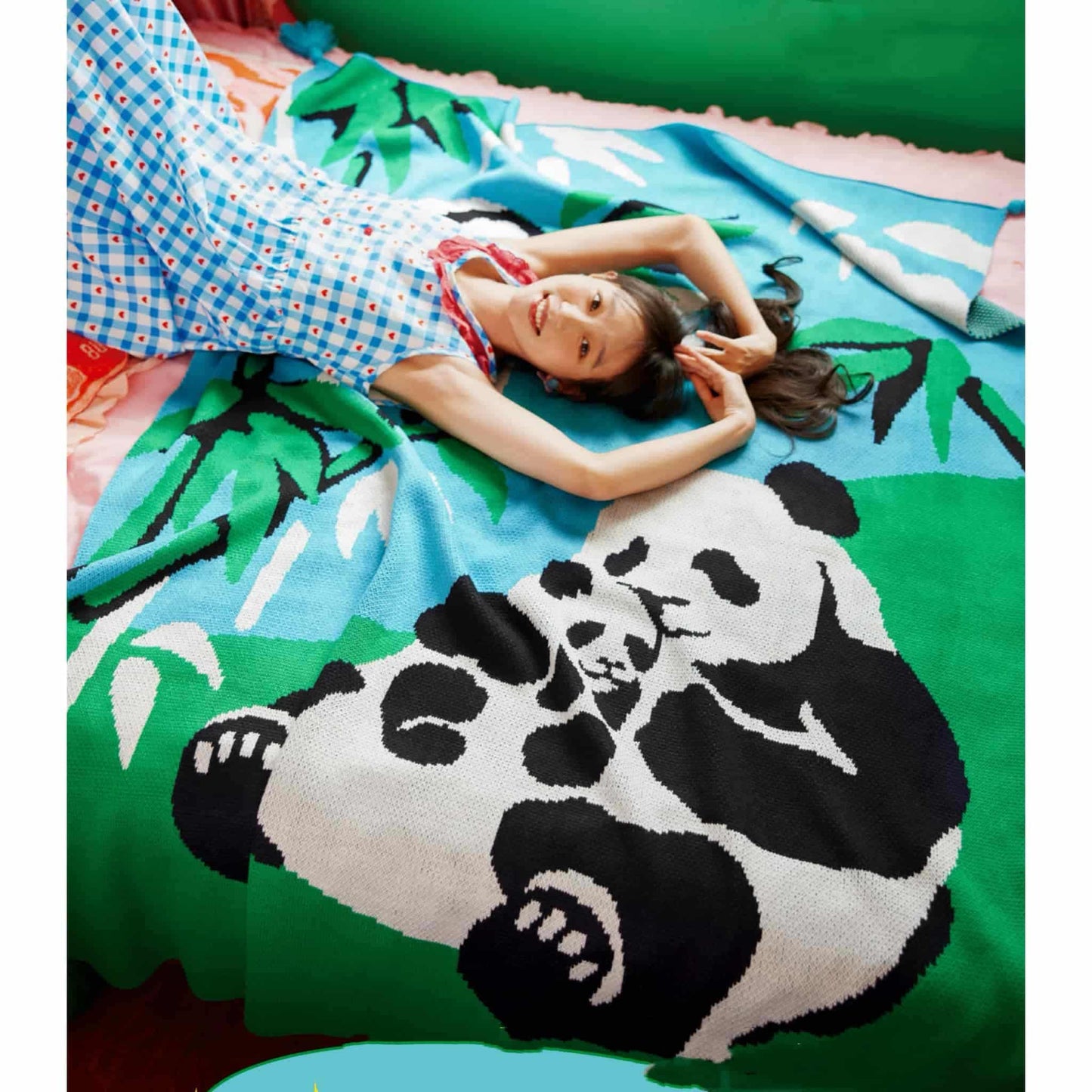 Panda Hug Knit Blanket โ Wrap Yourself in Cuteness and Cozy Vibes ๐ผ๐งถ