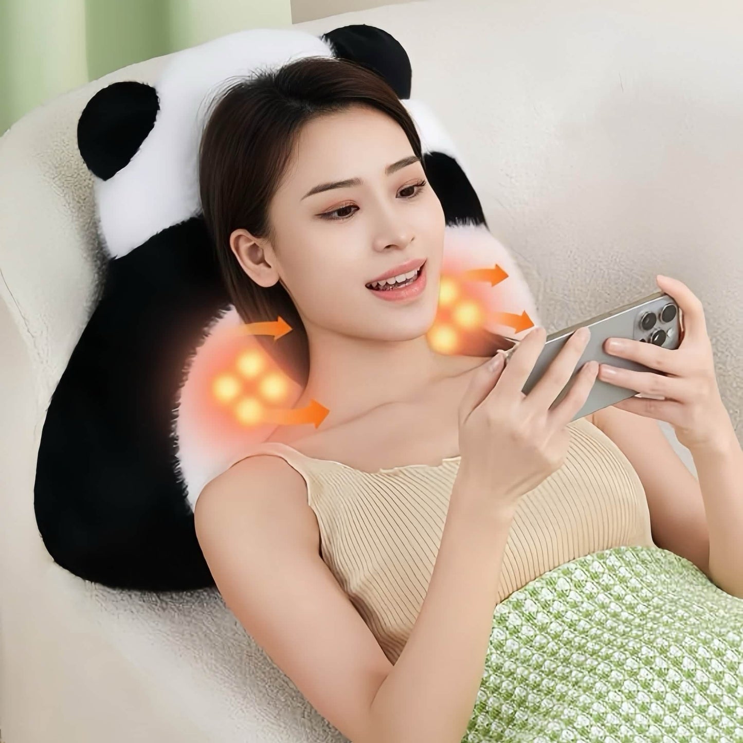 Panda Massage Pillow – Cute Comfort with Built-in Heat & Vibration