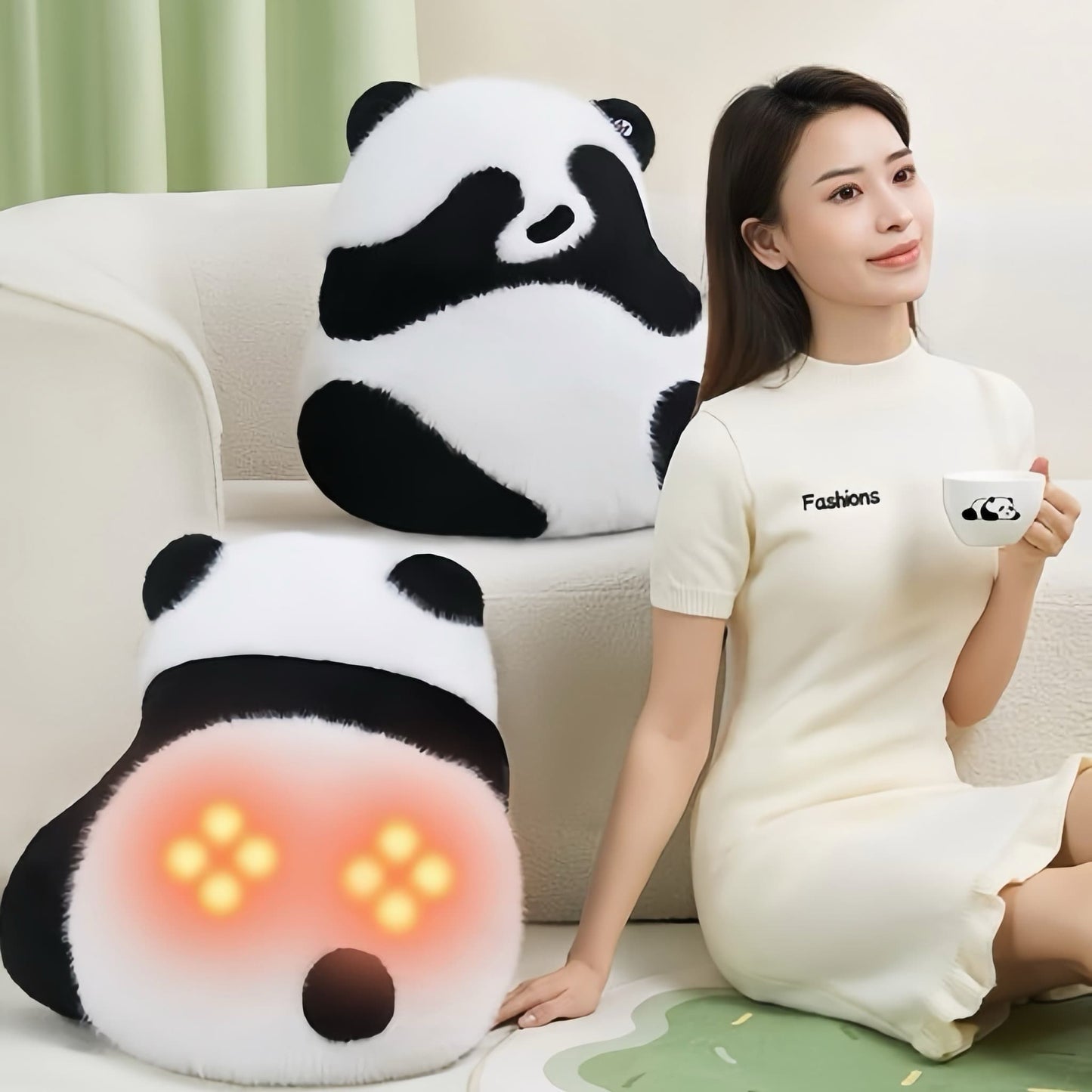 Panda Massage Pillow – Cute Comfort with Built-in Heat & Vibration