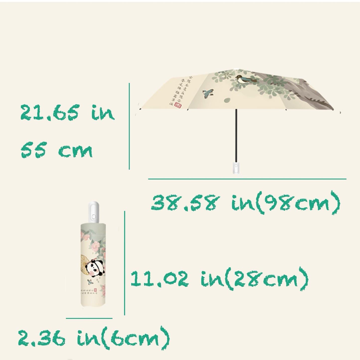 ๐ Panda Sun Shield โ UPF50+ Portable Sun Umbrella with Cute Panda Face