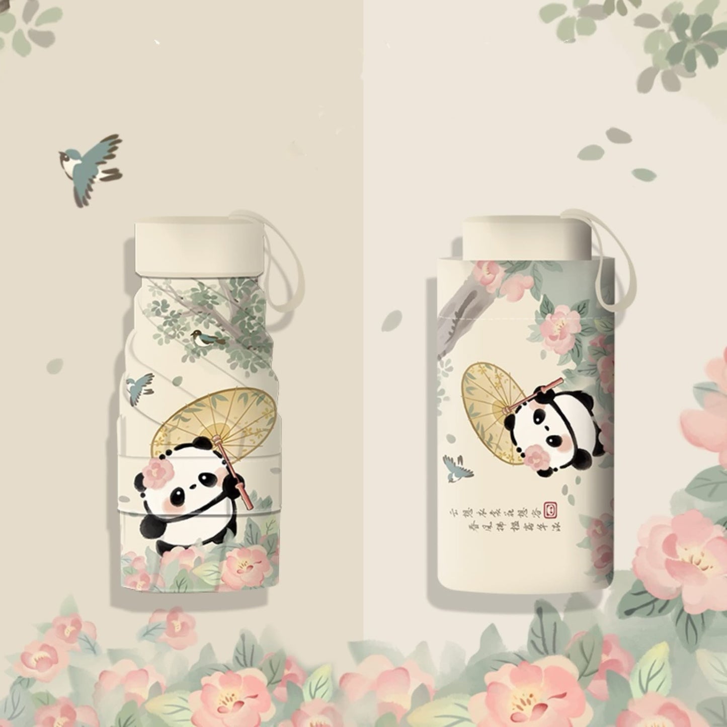 ๐ Panda Sun Shield โ UPF50+ Portable Sun Umbrella with Cute Panda Face