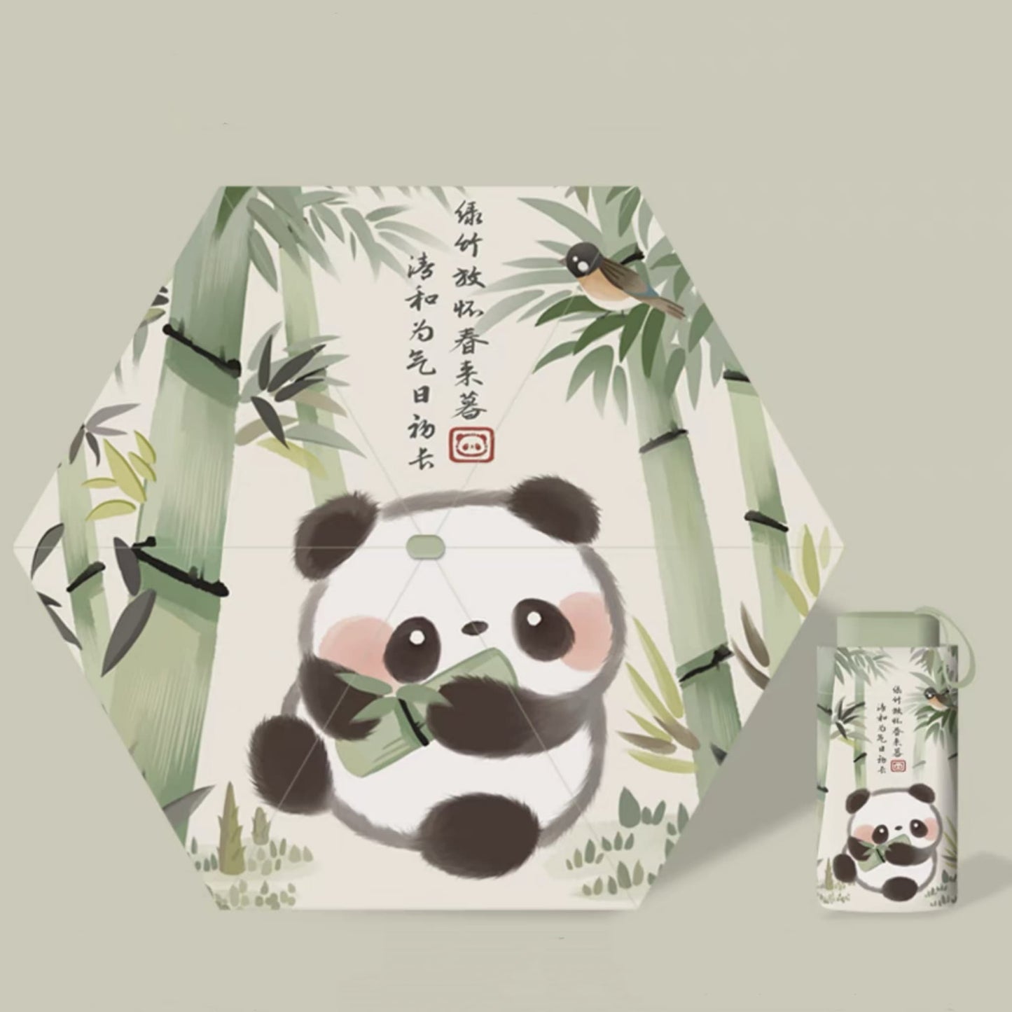 ๐ Panda Sun Shield โ UPF50+ Portable Sun Umbrella with Cute Panda Face