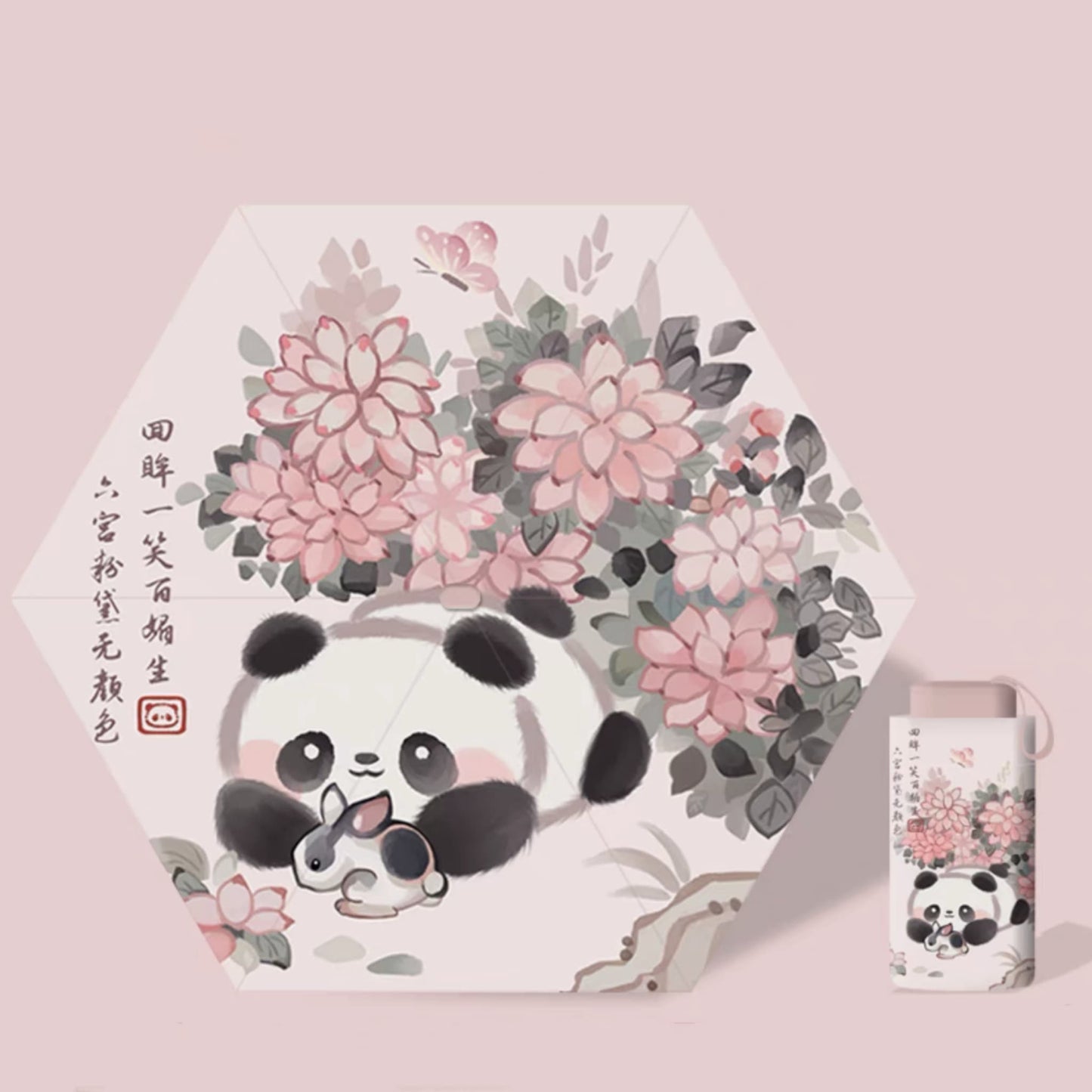 ๐ Panda Sun Shield โ UPF50+ Portable Sun Umbrella with Cute Panda Face