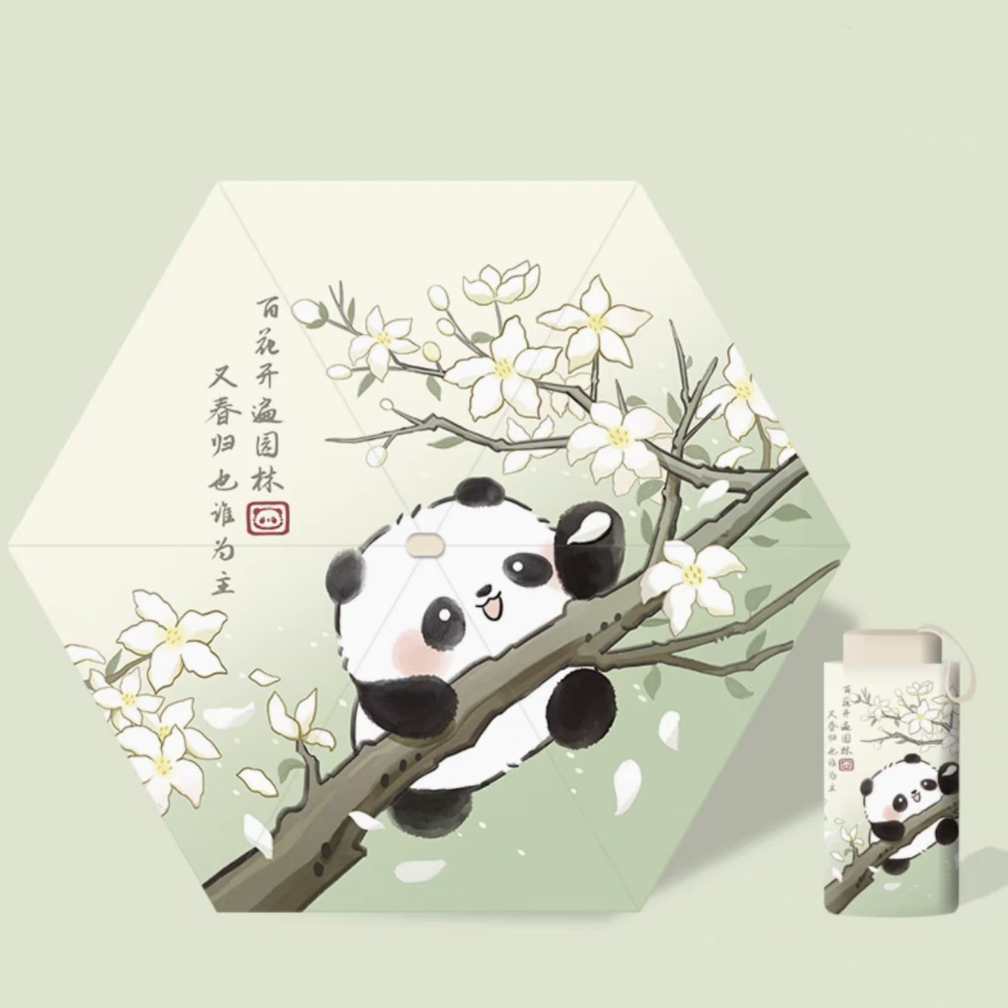 ๐ Panda Sun Shield โ UPF50+ Portable Sun Umbrella with Cute Panda Face