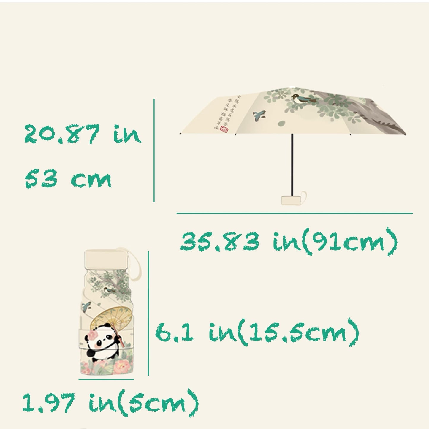 ๐ Panda Sun Shield โ UPF50+ Portable Sun Umbrella with Cute Panda Face