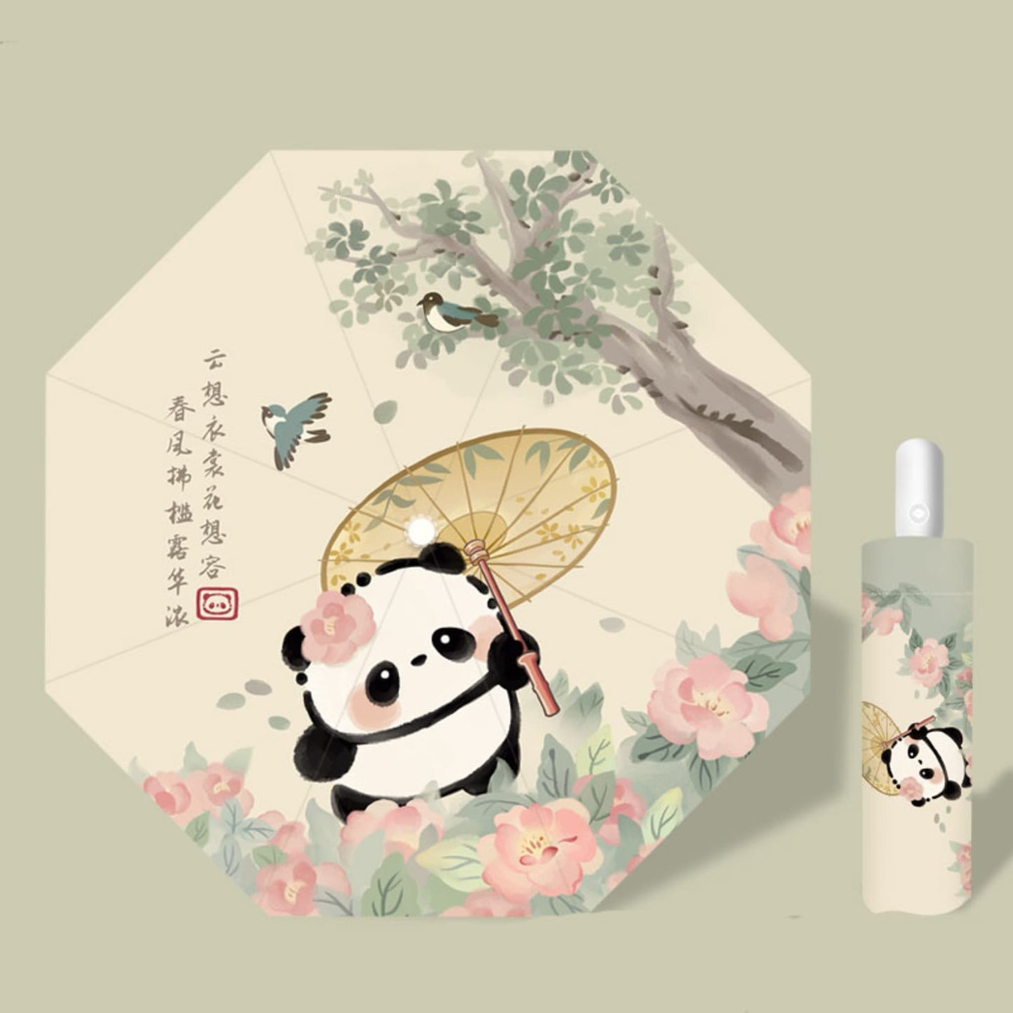 ๐ Panda Sun Shield โ UPF50+ Portable Sun Umbrella with Cute Panda Face