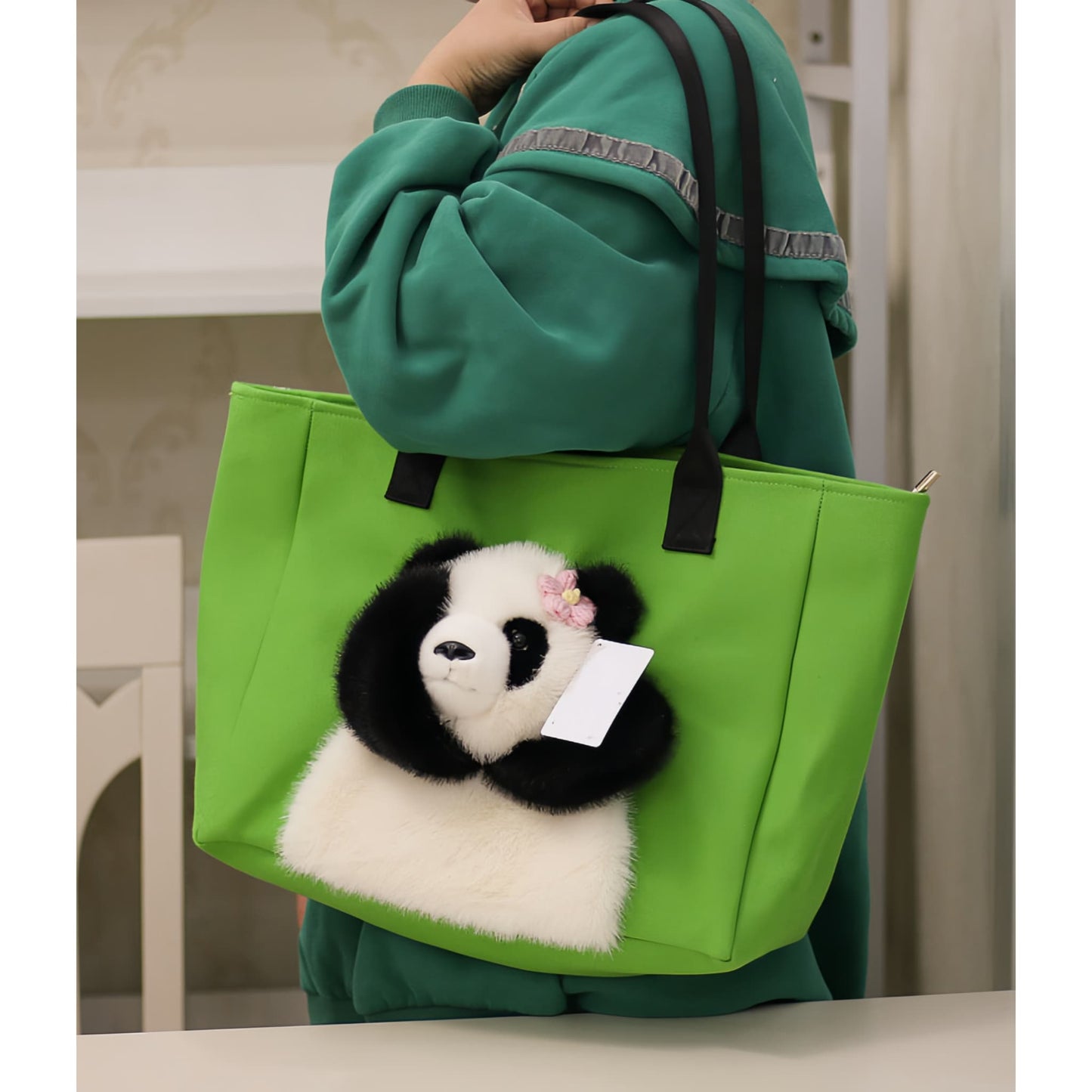 Cute Panda Tote Bag โ Canvas Handbag with Movable Plush Arms