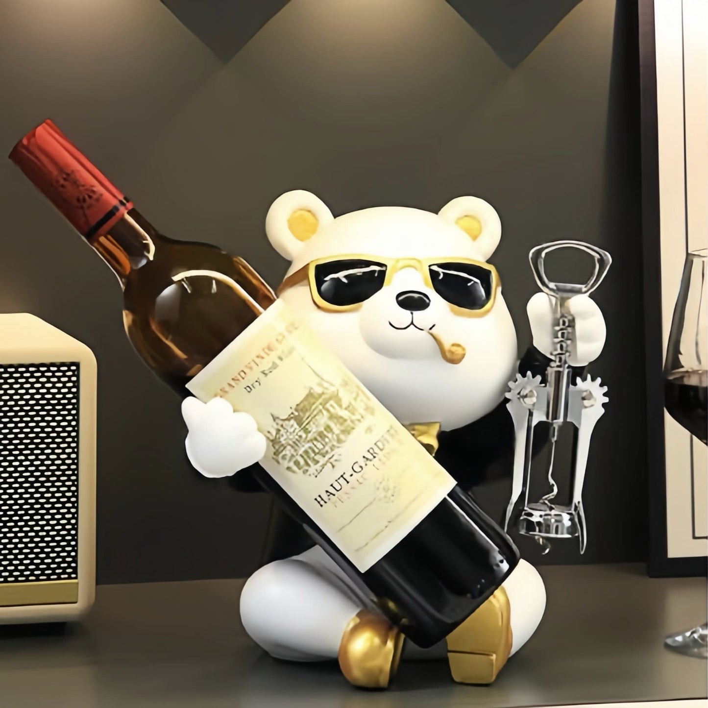 Adorable Resin Panda Wine Holder โ Functional & Fun Home Decor