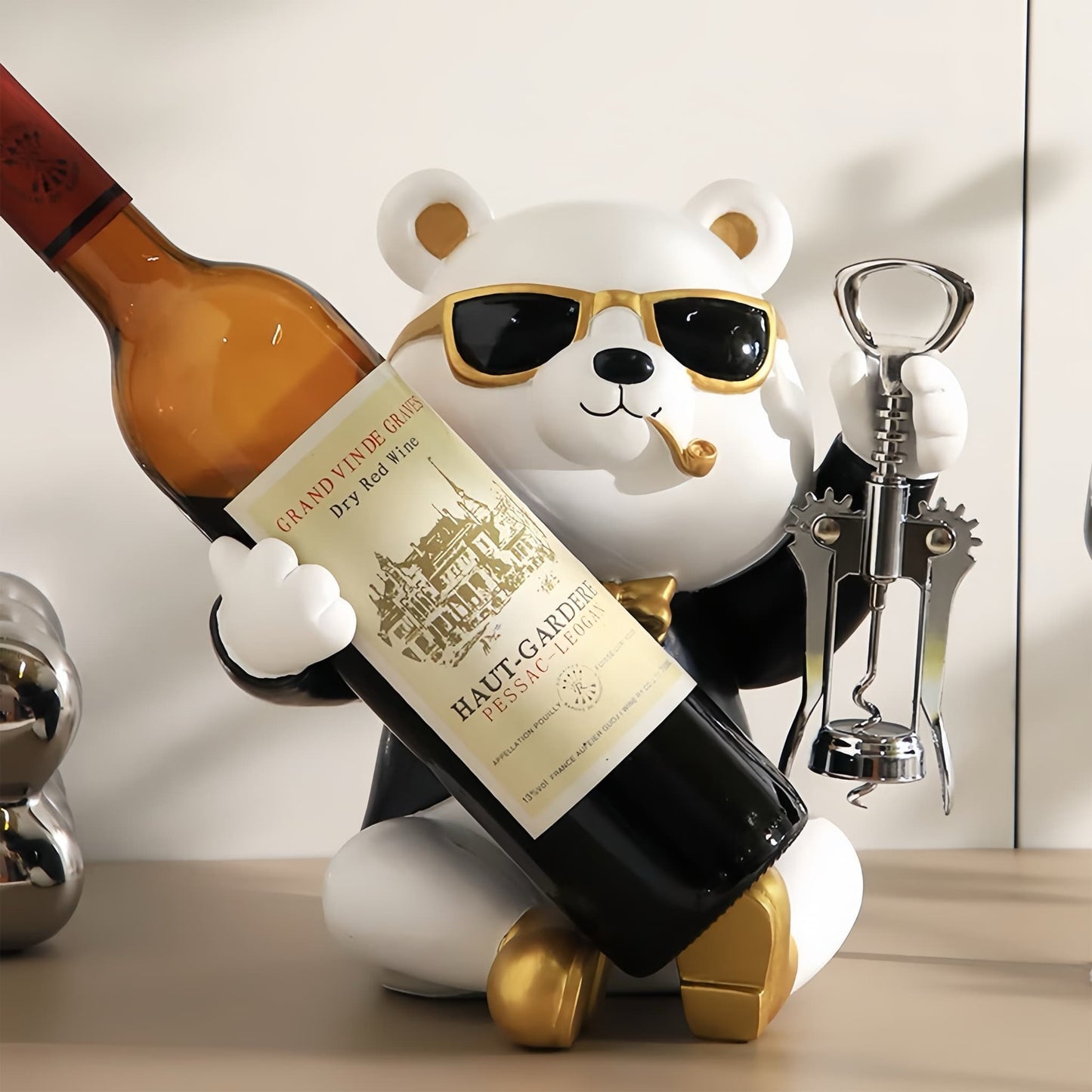 Adorable Resin Panda Wine Holder โ Functional & Fun Home Decor