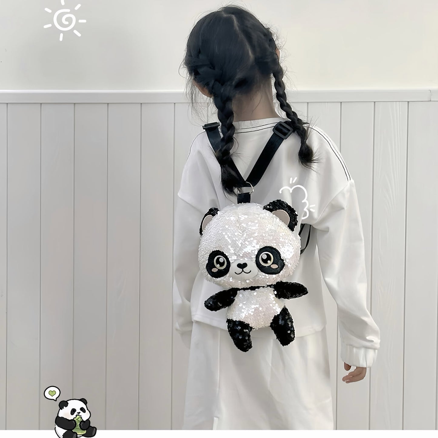 ✨ Shiny Panda Convertible Backpack – Sparkle with Every Step