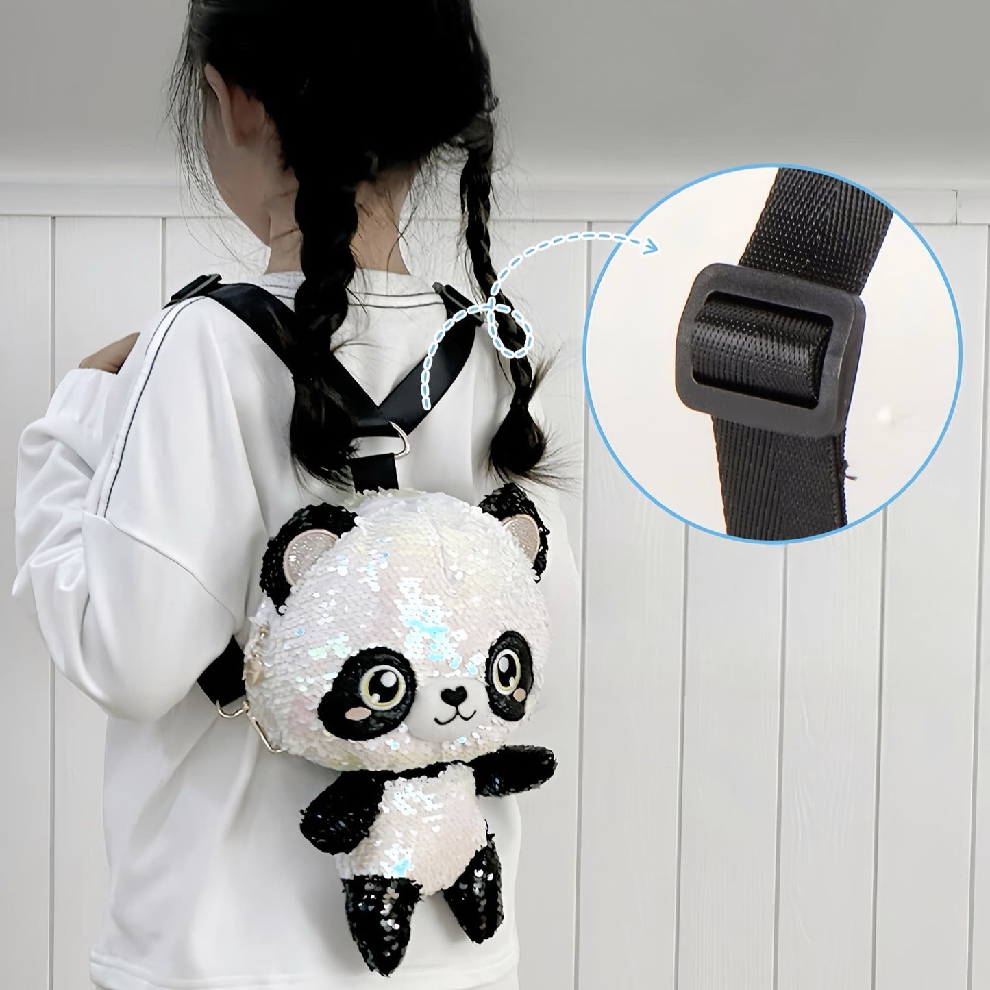✨ Shiny Panda Convertible Backpack – Sparkle with Every Step