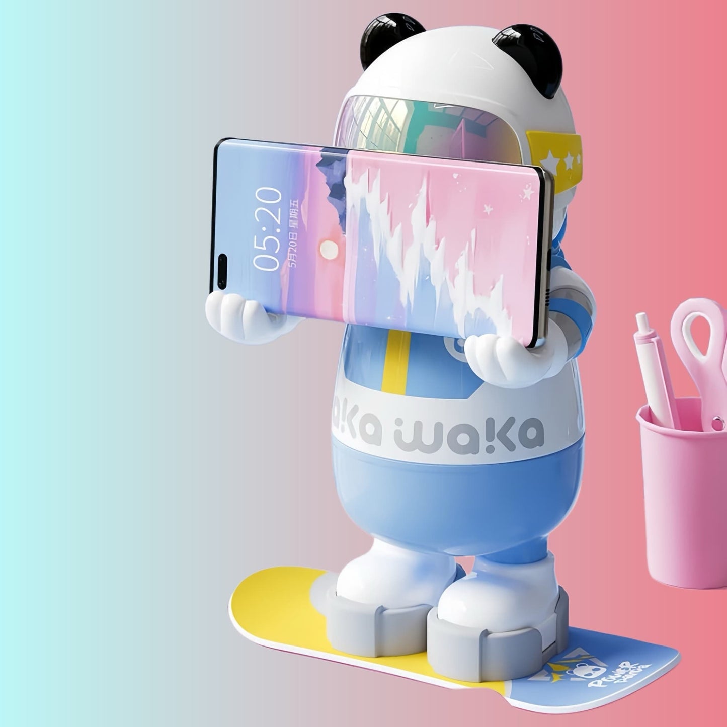 Panda Playmate Tumbler – Cute Bear Mug with Straw, Handle & Phone Stand | Insulated Fun Cup for Kids & Adults