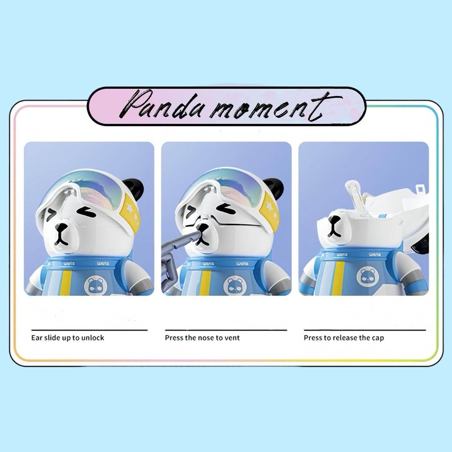 Panda Playmate Tumbler – Cute Bear Mug with Straw, Handle & Phone Stand | Insulated Fun Cup for Kids & Adults