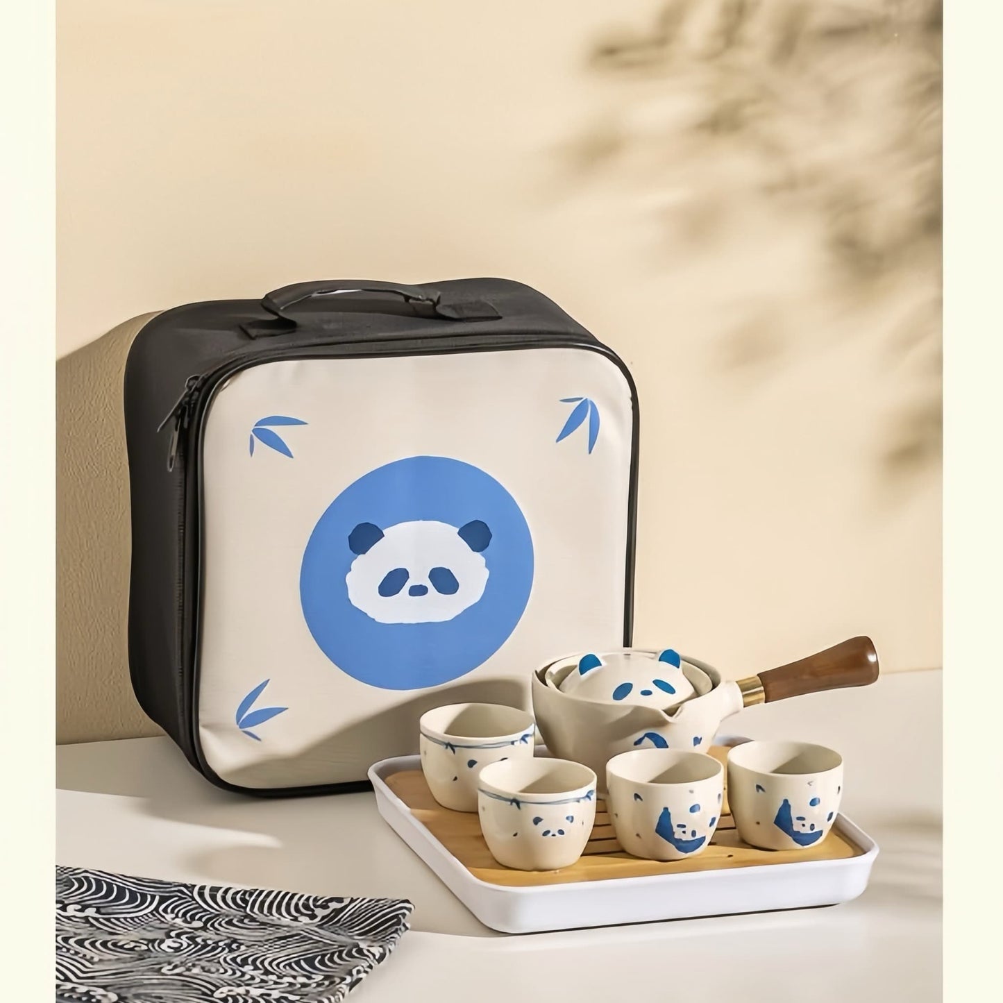 Panda Ceramic Tea Set – 360° Rotating, Cute Tea Cup with Two Panda Designs