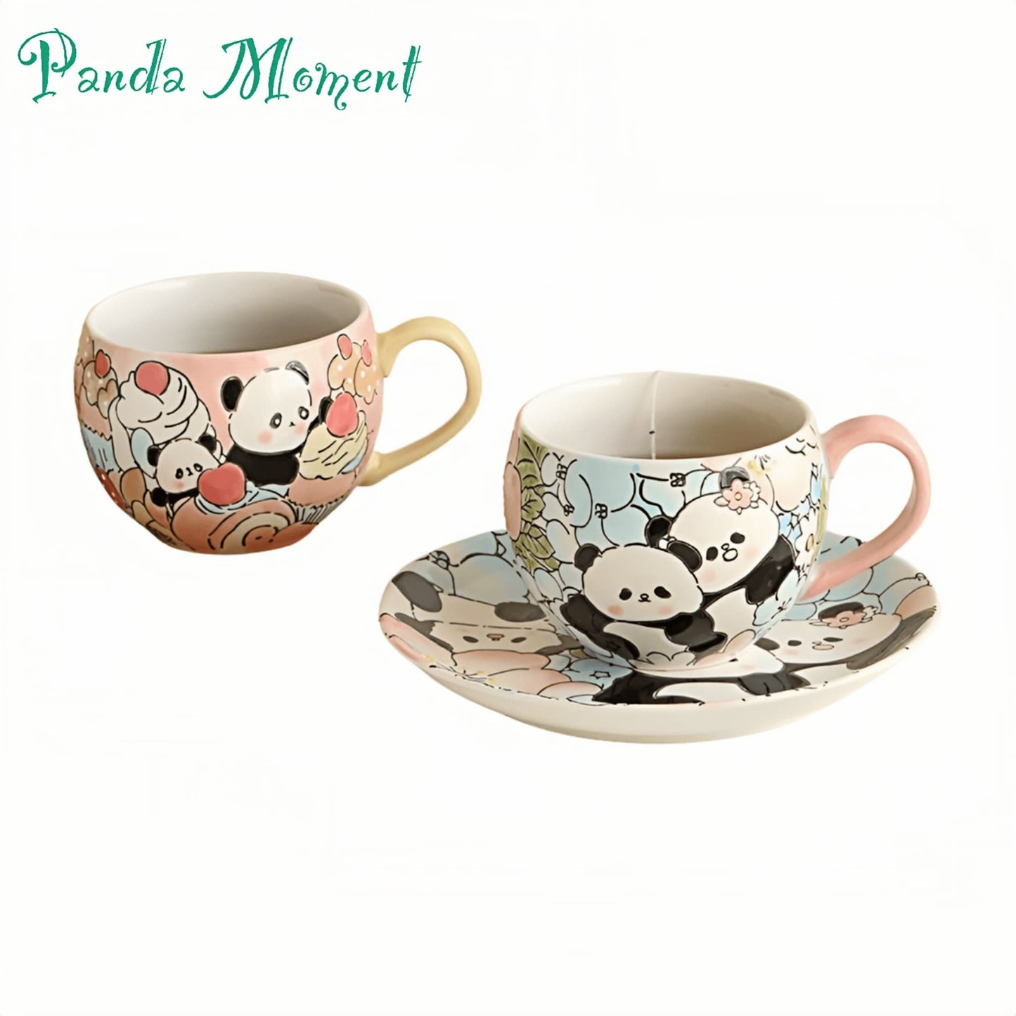 Hand-Painted Panda Mug with Matching Snack Plate – A Cup Full of Charm and Craft 🐼🎨