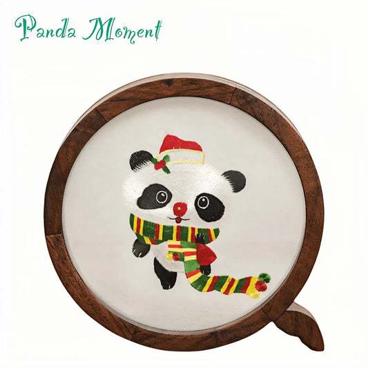 Su Xiu Handcrafted Double-Sided Embroidery Art with Walnut Frame – A Heritage Masterpiece 🐼