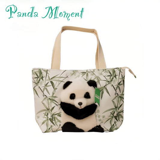 Cute Panda Tote Bag – Canvas Handbag with Movable Plush Arms