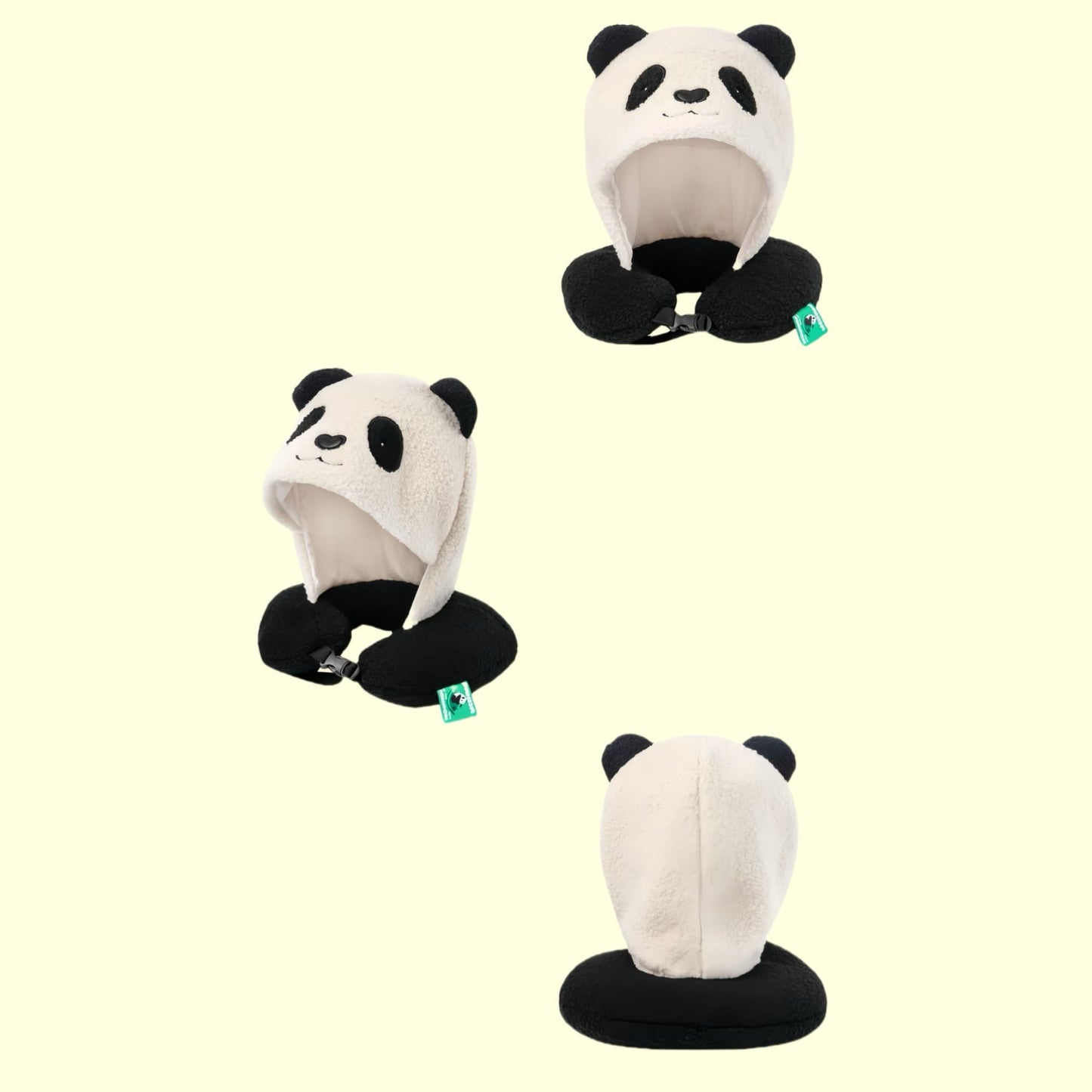 Panda Travel Set – 4-in-1 Cozy Nap Kit with Blanket, Hooded Neck Pillow, Canvas Bag & Keychain