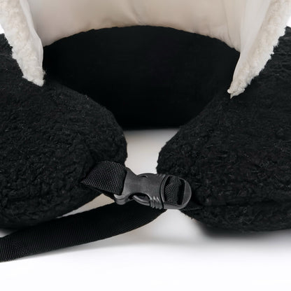 Panda Travel Set – 4-in-1 Cozy Nap Kit with Blanket, Hooded Neck Pillow, Canvas Bag & Keychain