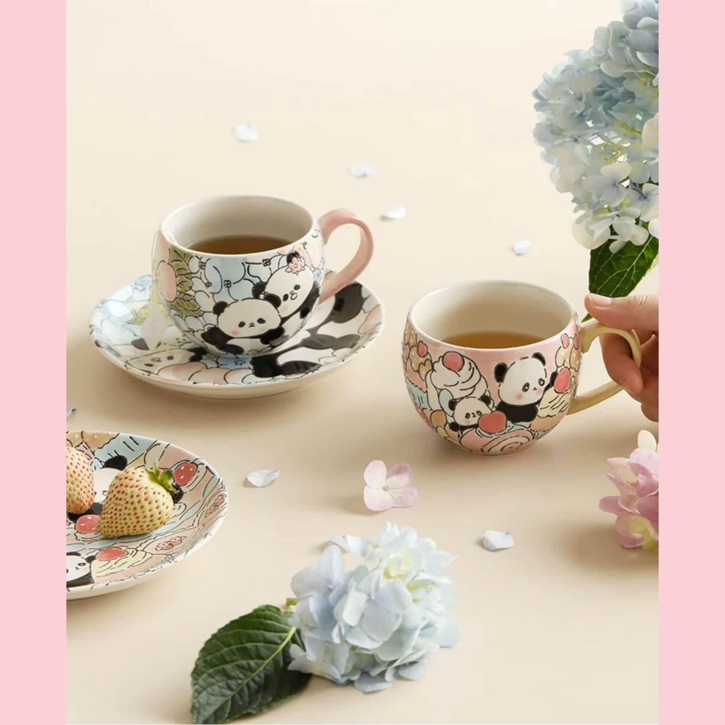 Hand-Painted Panda Mug with Matching Snack Plate – A Cup Full of Charm and Craft 🐼🎨