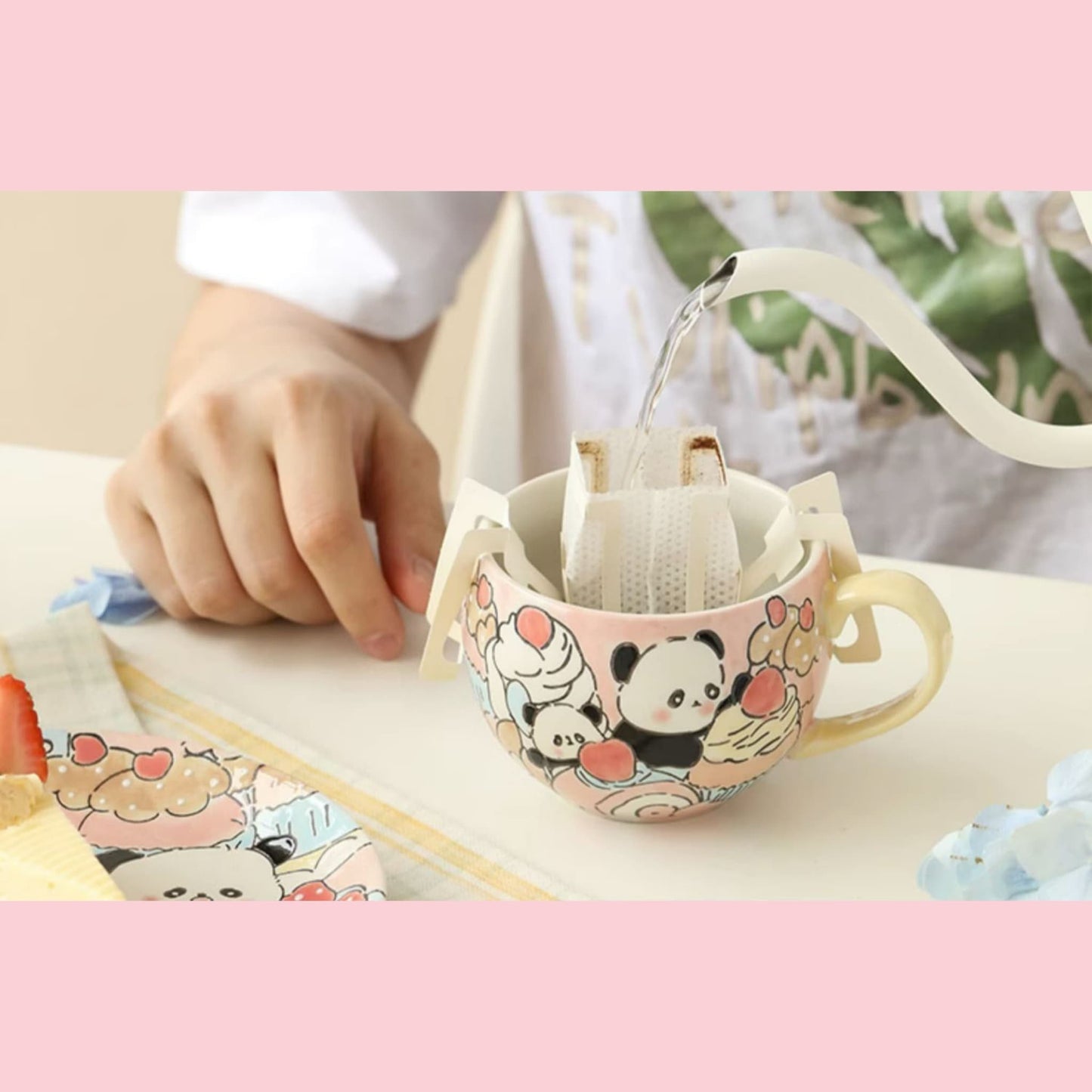 Hand-Painted Panda Mug with Matching Snack Plate – A Cup Full of Charm and Craft 🐼🎨