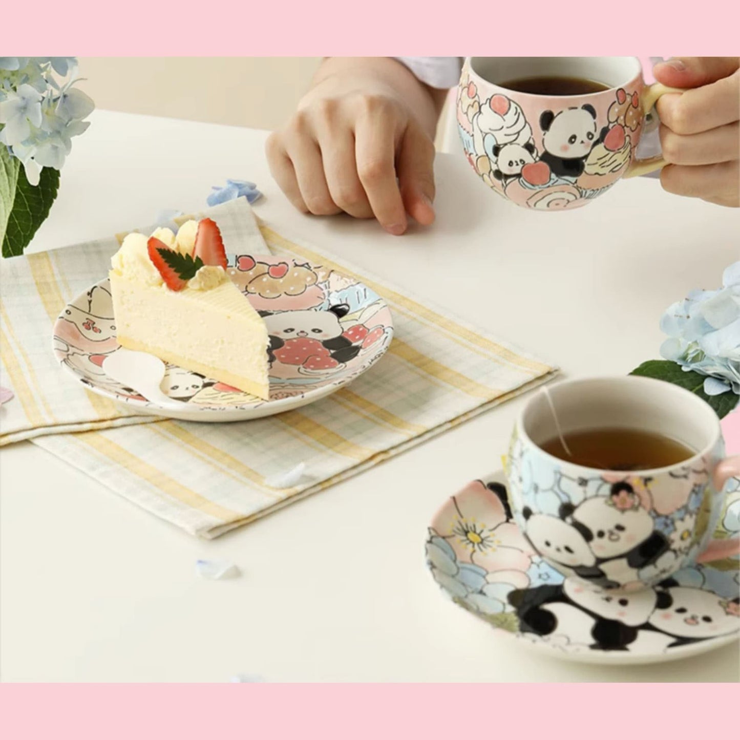 Hand-Painted Panda Mug with Matching Snack Plate – A Cup Full of Charm and Craft 🐼🎨