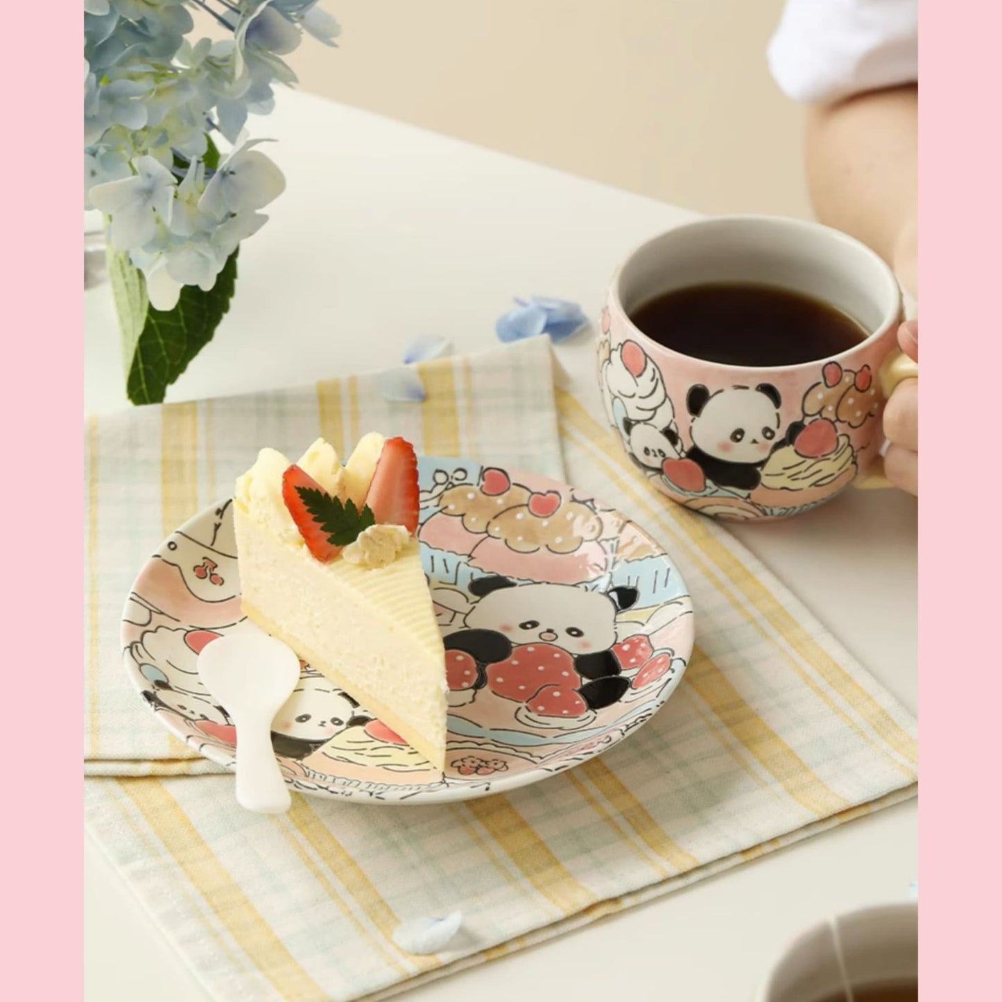 Hand-Painted Panda Mug with Matching Snack Plate – A Cup Full of Charm and Craft 🐼🎨