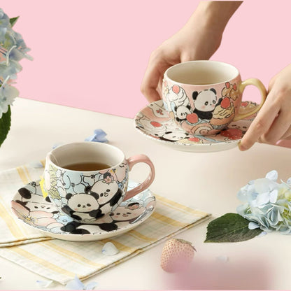 Hand-Painted Panda Mug with Matching Snack Plate – A Cup Full of Charm and Craft 🐼🎨