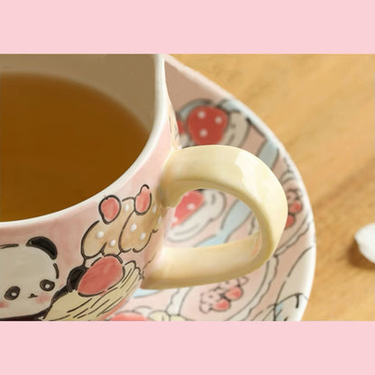 Hand-Painted Panda Mug with Matching Snack Plate – A Cup Full of Charm and Craft 🐼🎨