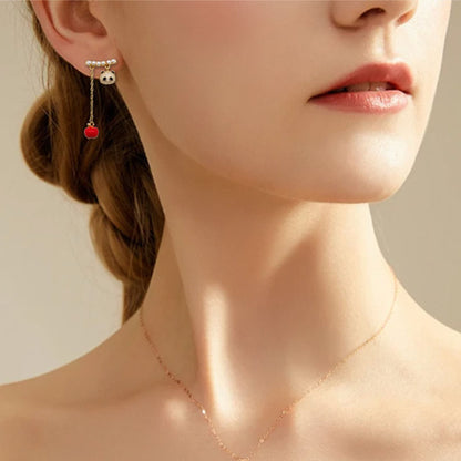 Panda & Apple Statement Earrings – Quirky Sparkle for Every Occasion 🍎🐼