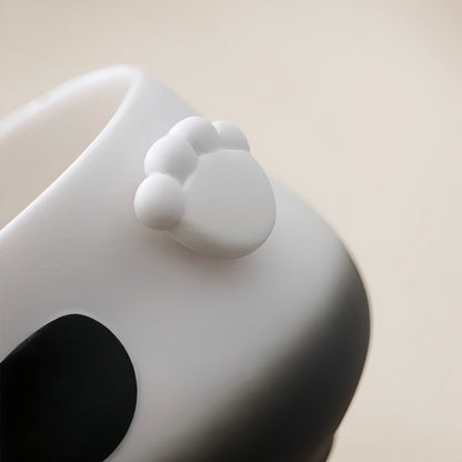 Panda Ceramic Tea Set – Adorable Teapot with Panda Design, Cups with Paw Print Details, Bamboo Tea Canister